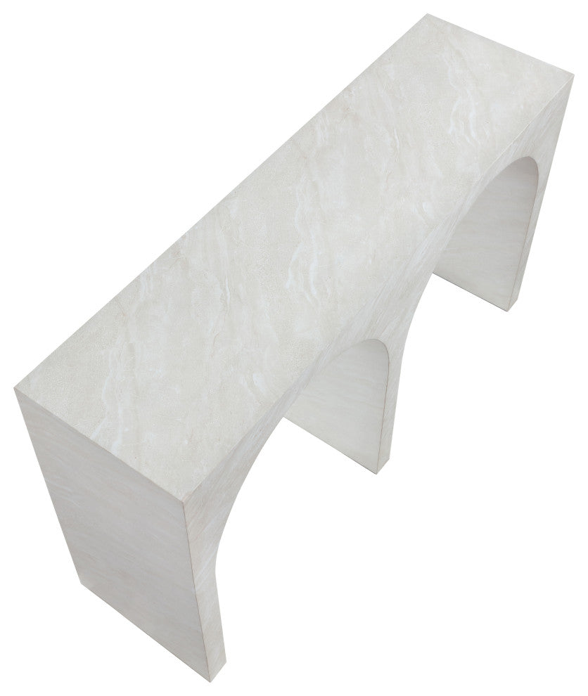 Faenza Concrete Console Table, White, Marble Finish