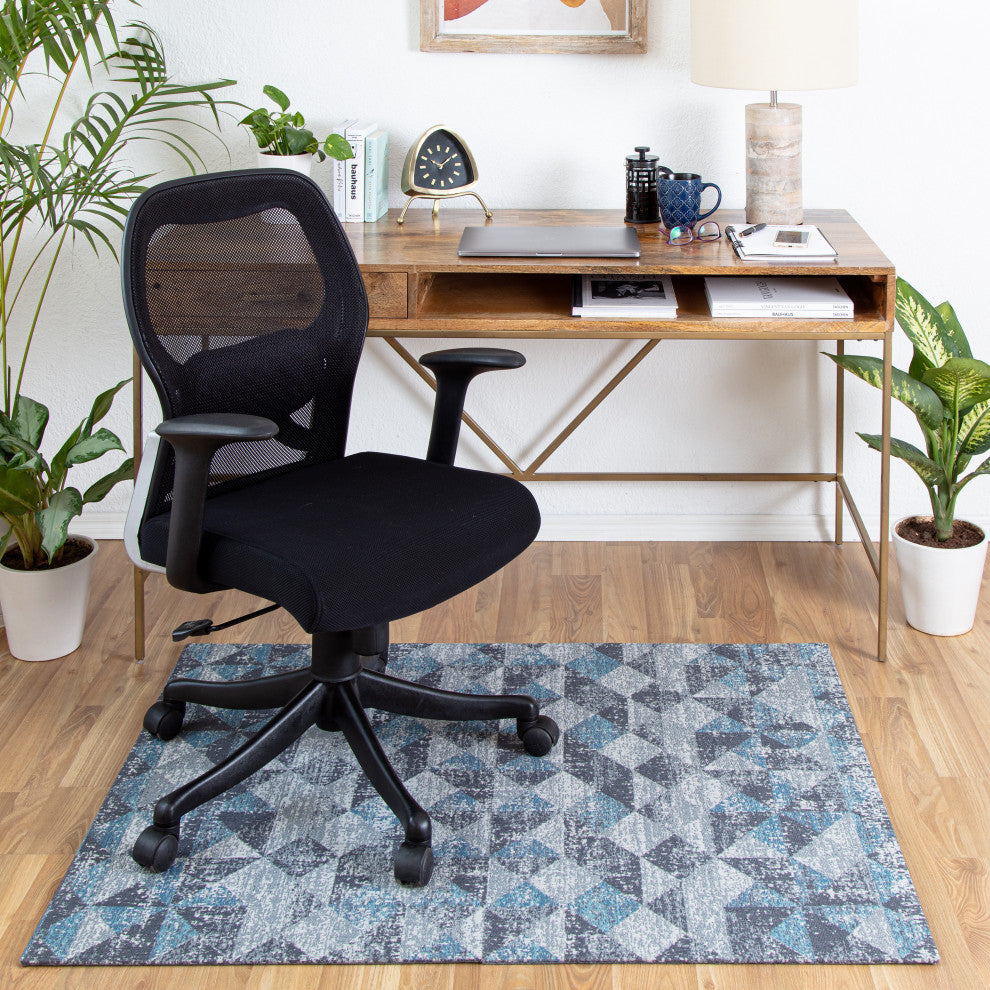 40" x 54" Tromso Blue and Gray 1/2" Rug'd Chair Mat