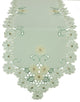 Emerald Daisy Embroidered Cutwork 15"x72" Table Runner