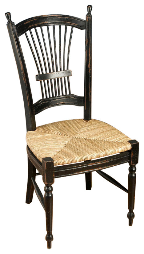 Wheat Back Side Mahogany Dining Chair, Black