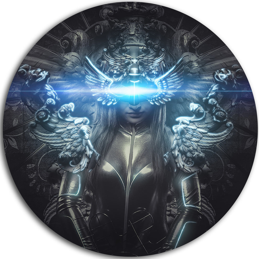Woman Suit With Relief, Abstract Digital Art Round Wall Art, 11"