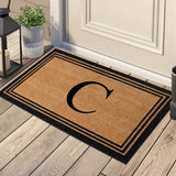 A1HC Black/Beige Coir Monogrammed Doormat 24"x39" , C