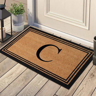 A1HC Black/Beige Coir Monogrammed Doormat 24"x39" , C