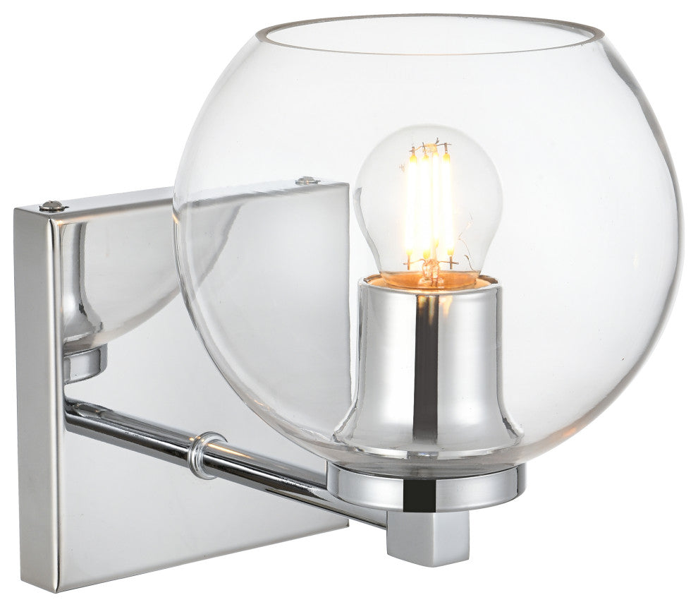 1 Light Chrome And Clear Bath Sconce