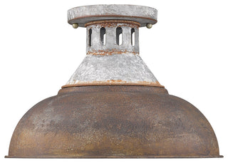 Golden Lighting 0865-SF RUST Kinsley 14"W Semi-Flush Ceiling - Aged Galvanized