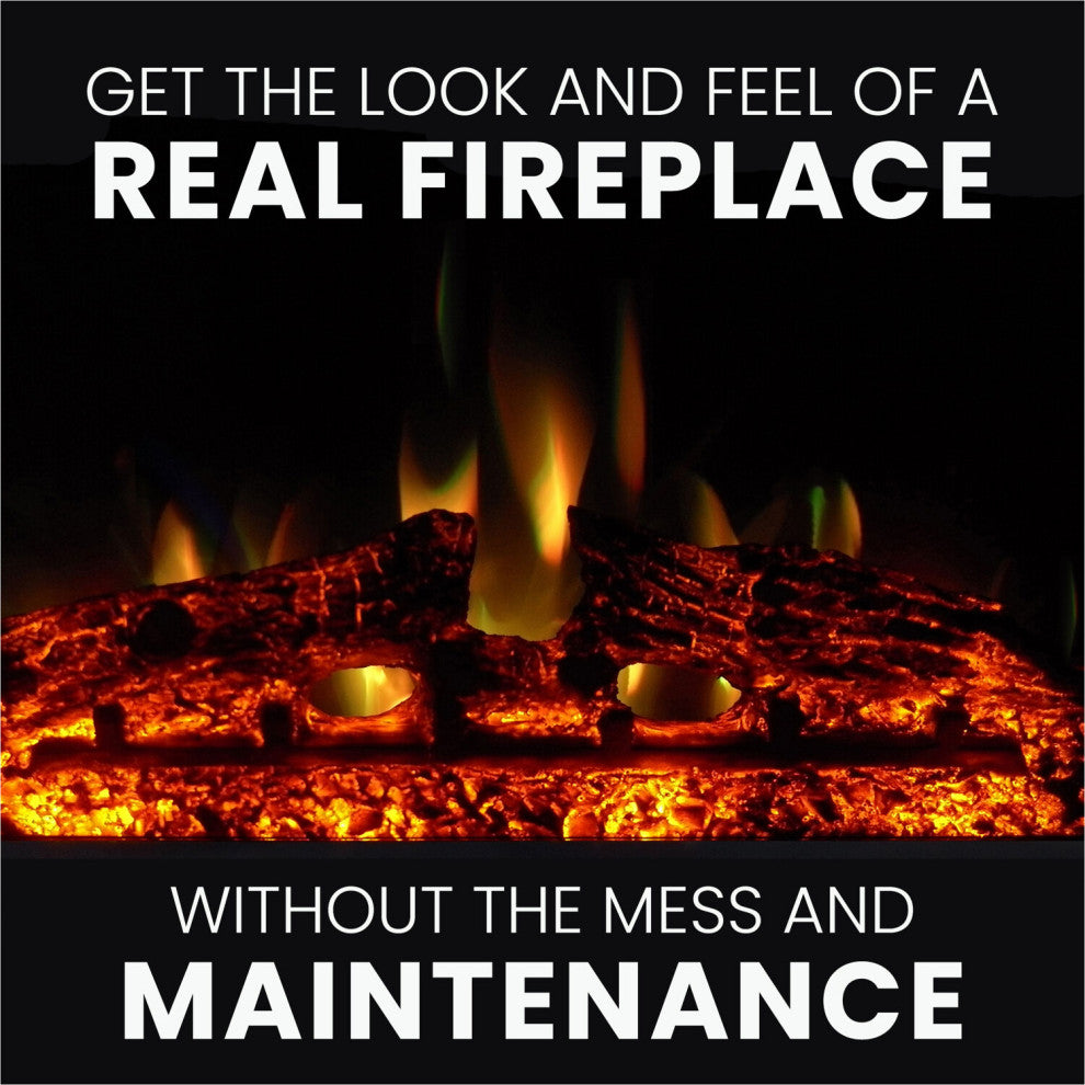 Sofia 57-In. Electric Fireplace With 1500W Log insert, Deep Log Insert
