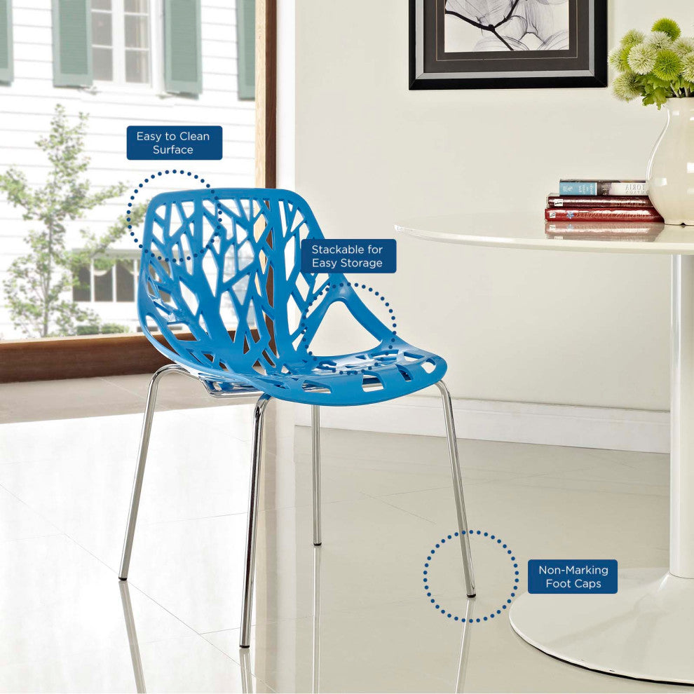 Blue Stencil Dining Side Chair Set of 4