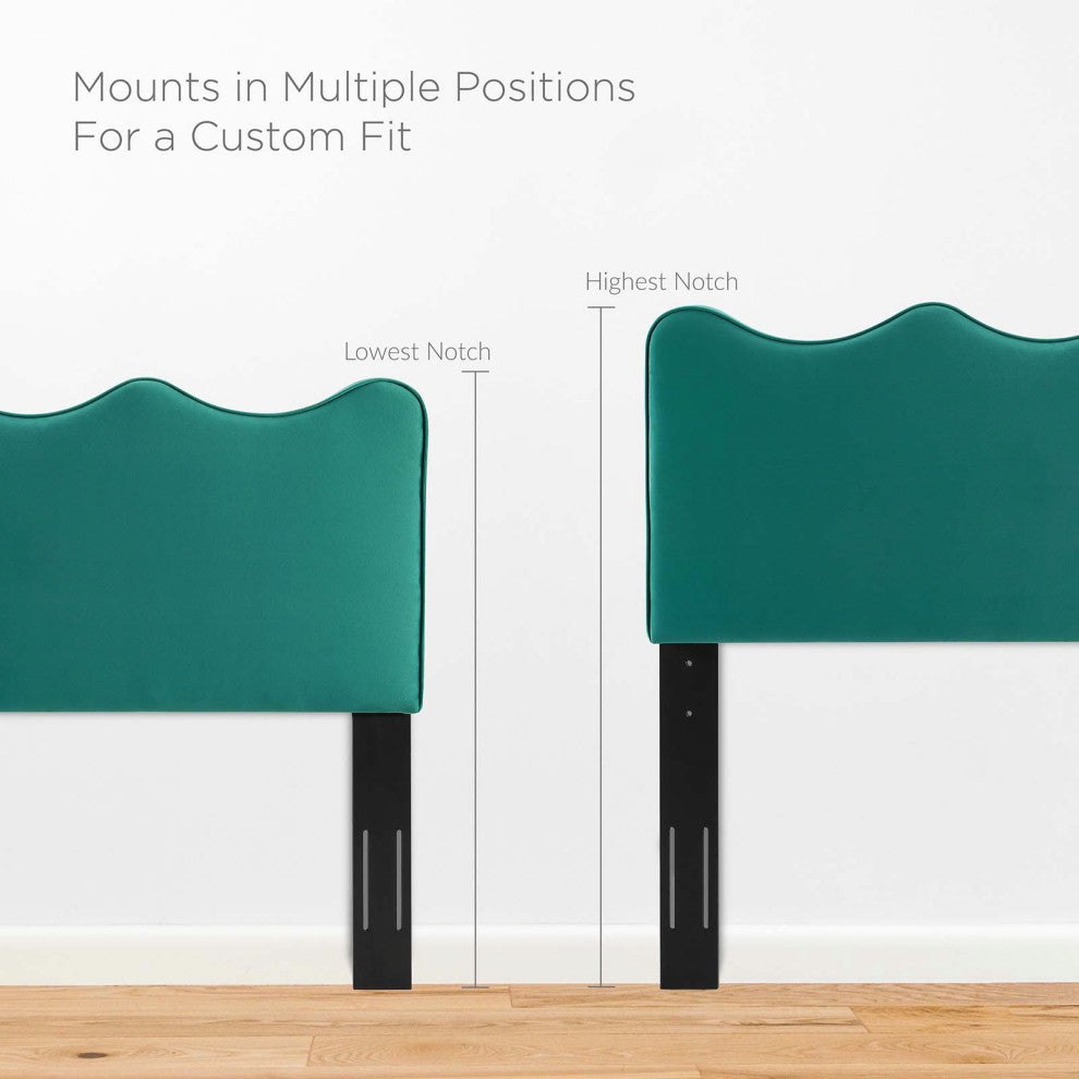 Headboard, Twin Size, Velvet, Teal Blue, Modern Contemporary, Bedroom Master