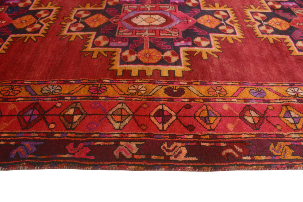 Fine Vintage Distressed Sufir Burgundy/Navy Runner, 4'0x10'0