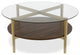 36" Gold Glass And Steel Round Coffee Table With Shelf