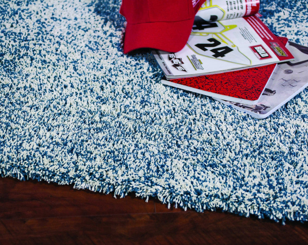 HomeRoots 8' x 11' 'Indigo and Ivory Heather Shag Area Rug