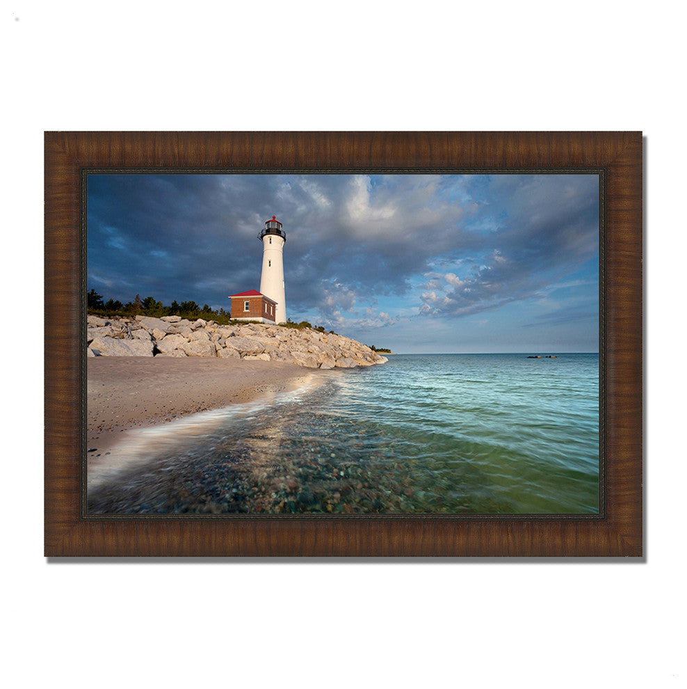 42" White Light House With Ocean 4 Framed Wall Art