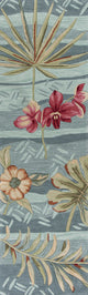 HomeRoots 2' x 7' Seafoam Tropical Leaves Runner Rug