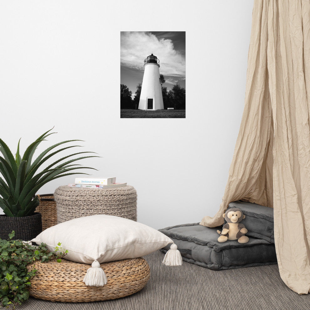 Touch the Sky Landscape Photo, Lighthouse Unframed Wall Art Print, 18" X 24"