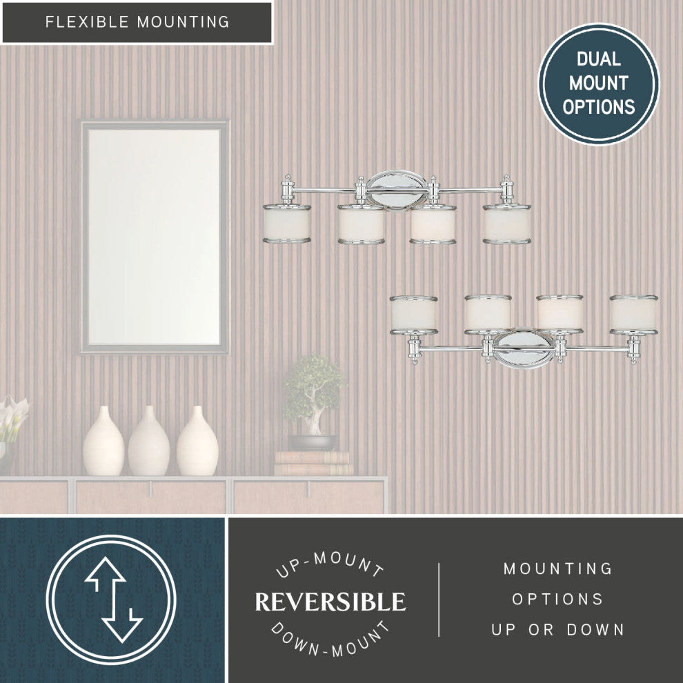 Vaxcel Carlisle 4-Light Vanity, Chrome