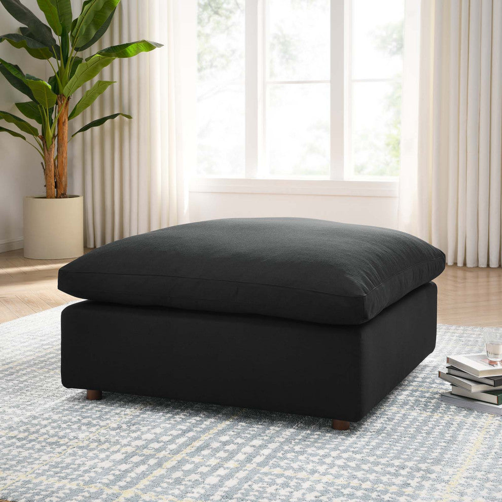 Commix Down Filled Overstuffed Ottoman, Black