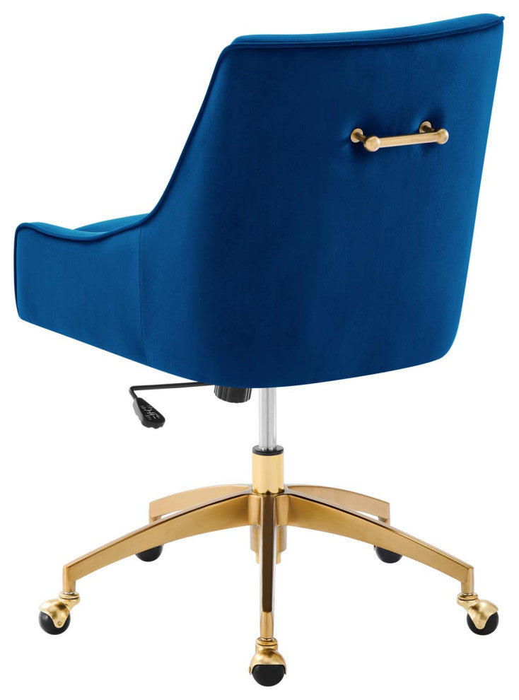Computer Work Desk Chair, Blue Navy, Velvet, Modern, Home Business Office