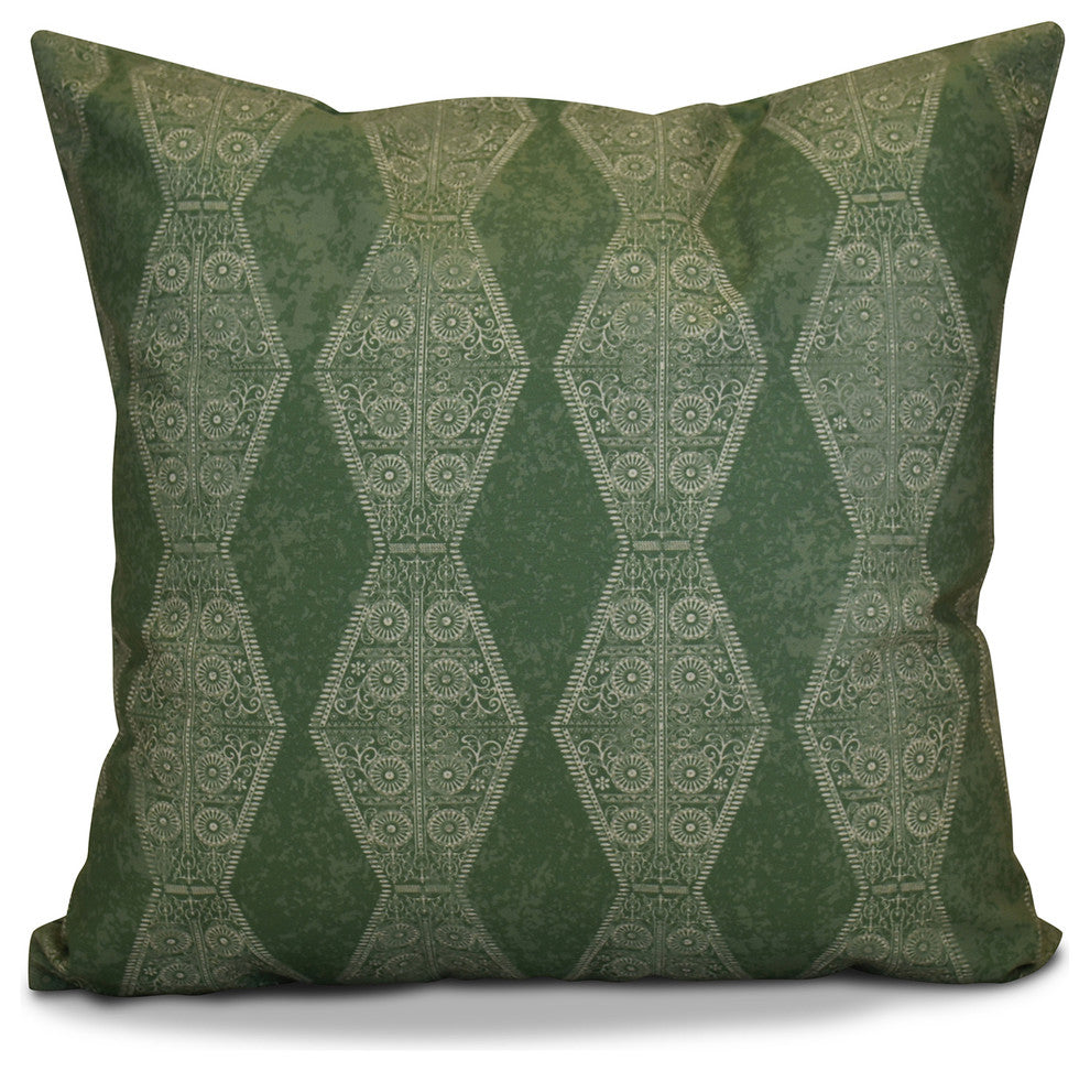 Pyramid Stripe Geometric Print Pillow, Green, 18"x18"