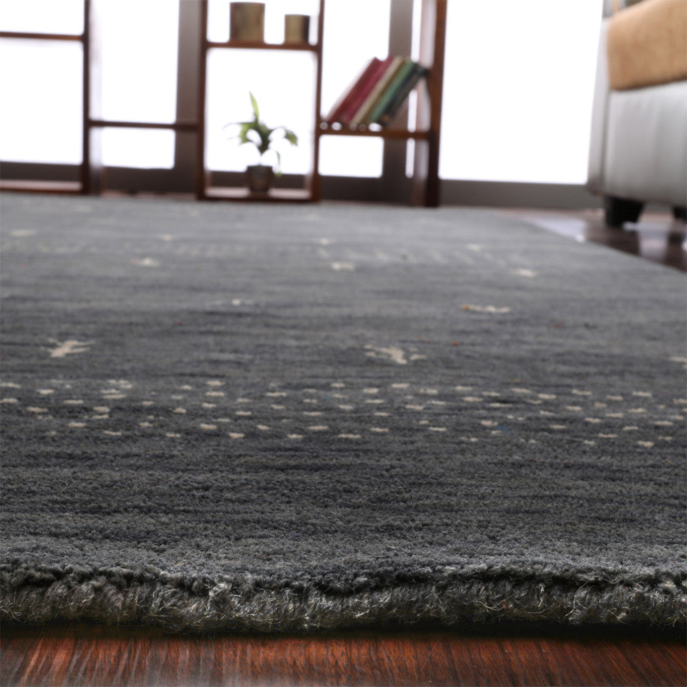 HAND KNOTTED LOOM WOOL ECO-FRIENDLY AREA RUGS - Rectangle,Charcoal,Contemporary