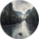 Mountain River With Fog And Rain, Modern Seascape Round Wall Art, 11"