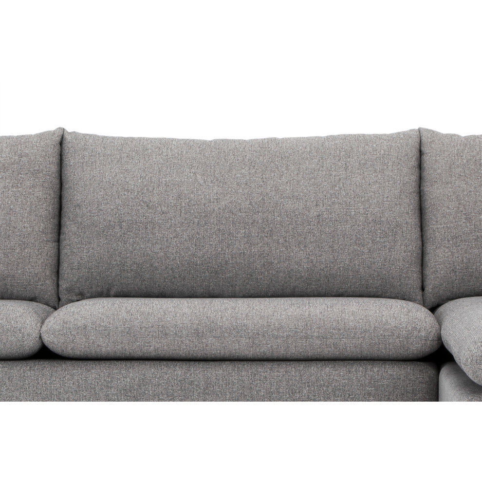 Metro Anderson Chaise Sectional, Chrome Legs, Dark Gray, Right Arm Facing