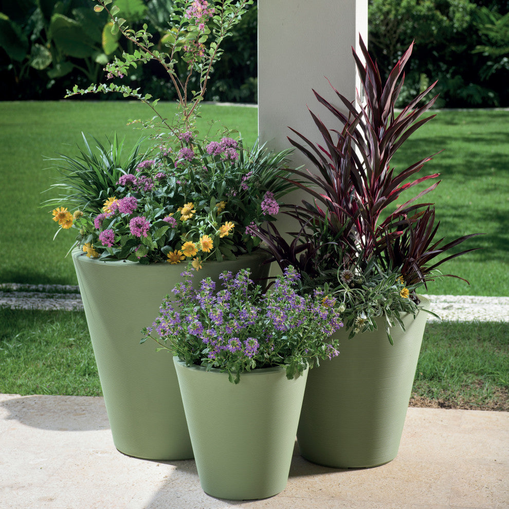 Madison Modern Round Plant Pot Weather Proof - 14'' (Alpine White), Mocha, 20''