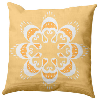 Ikat Mandala Decorative Throw Pillow, Sunshine Yellow, 26x26"