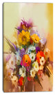 Hand painted Bouquet of Flowers, Large Floral Canvas Art Print, 16"x32"