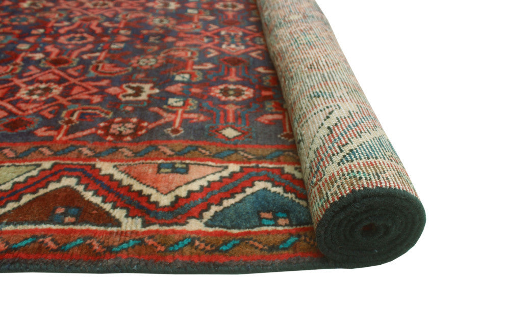 Fine Vintage Distressed Tahurer Navy/Ivory Runner, 3'3x9'11