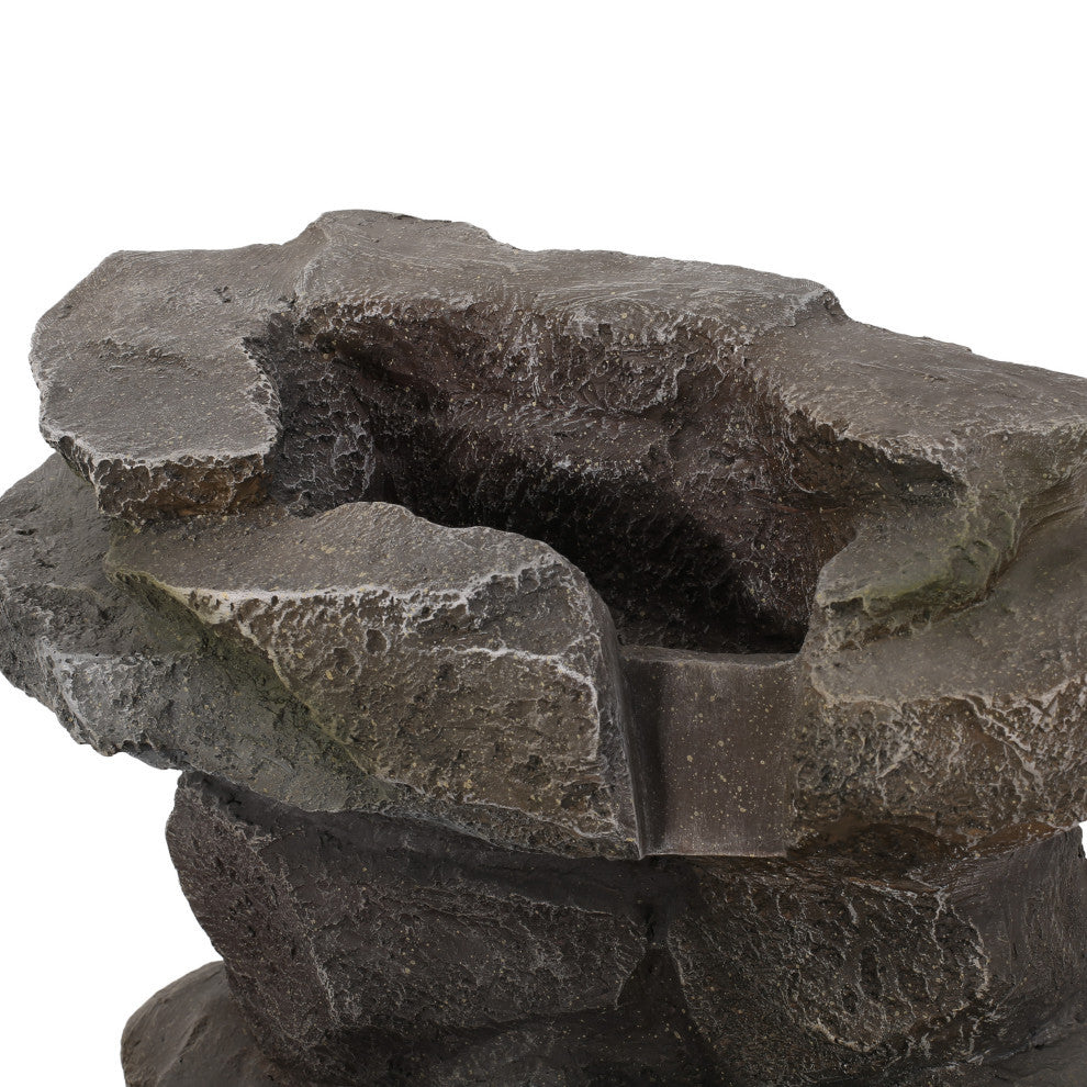 Trion Outdoor 4 Tier Rock Fountain, Stone Gray