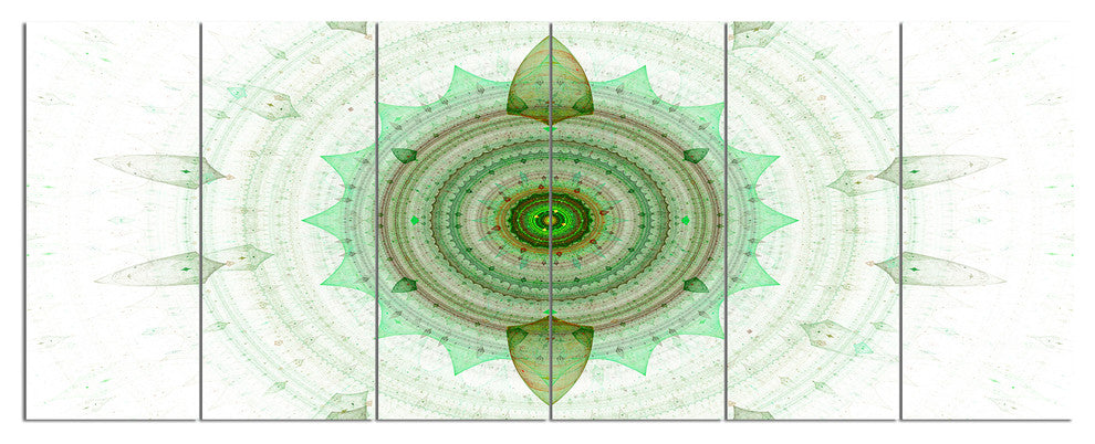 Light Green Cryptical Sphere, Abstract Wall Art Canvas, 70"x28", 6 Panels