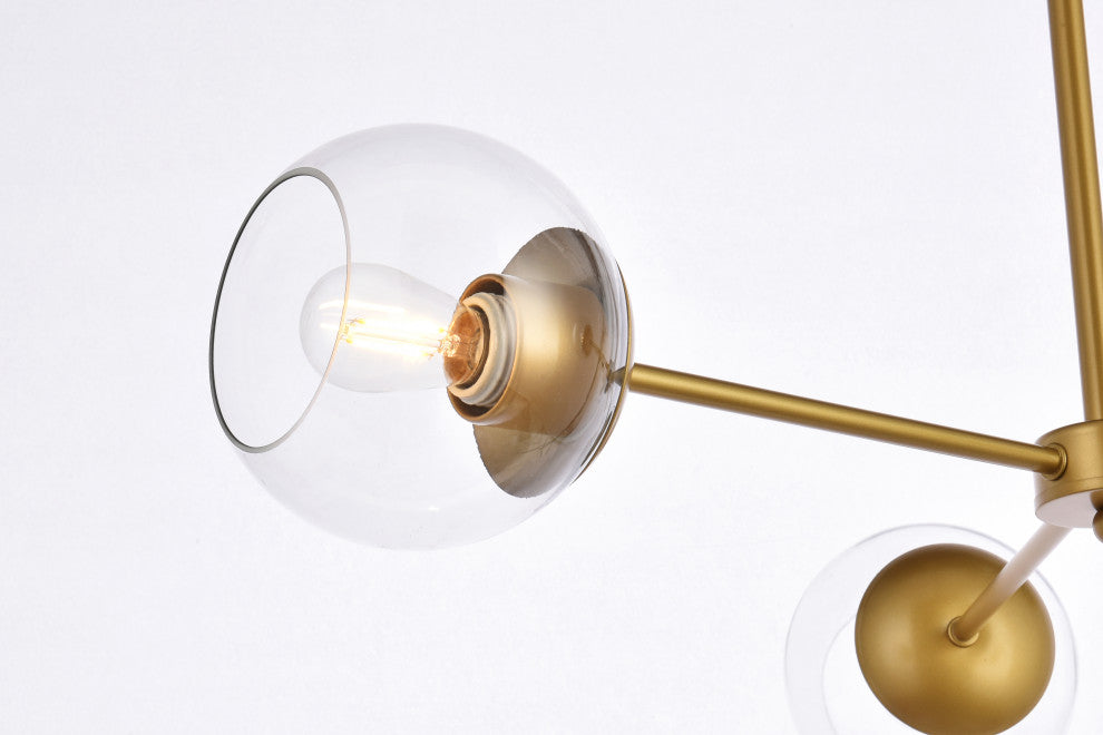 Brooke 32" Pendant, Brass With Clear Shade
