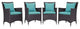 Espresso Turquoise Convene 4-Piece Outdoor Patio Dining Set