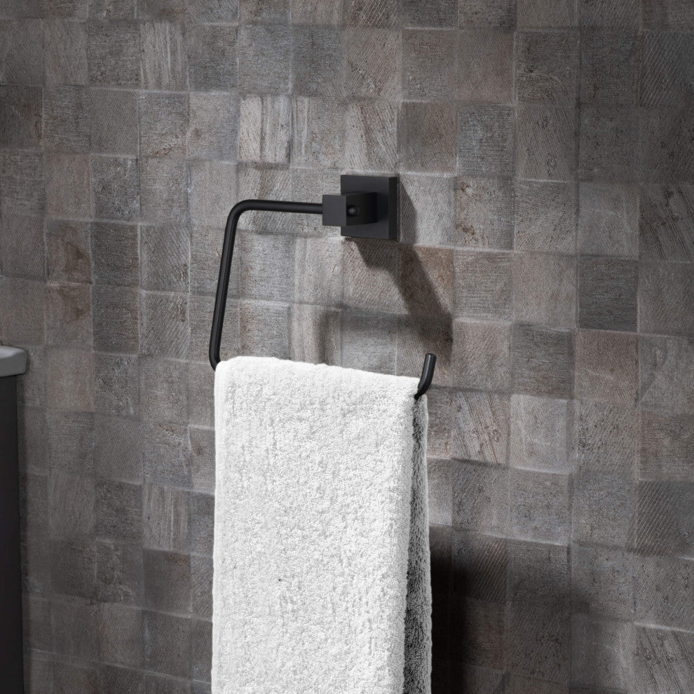 Cube Bathroom Towel Ring, Matte Black