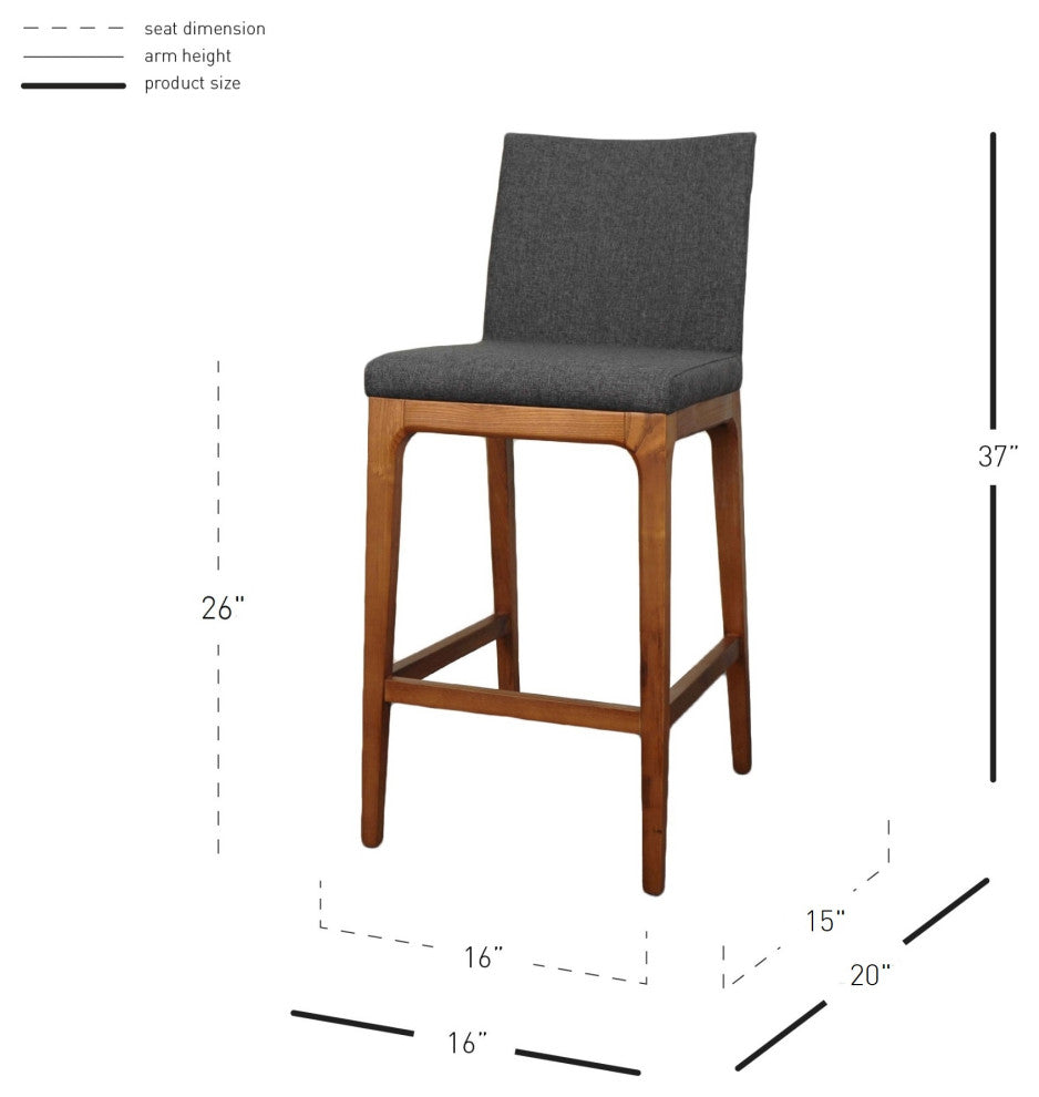 Devon Counter stool Walnut LegsSet of 2, Night Shade, Fabric