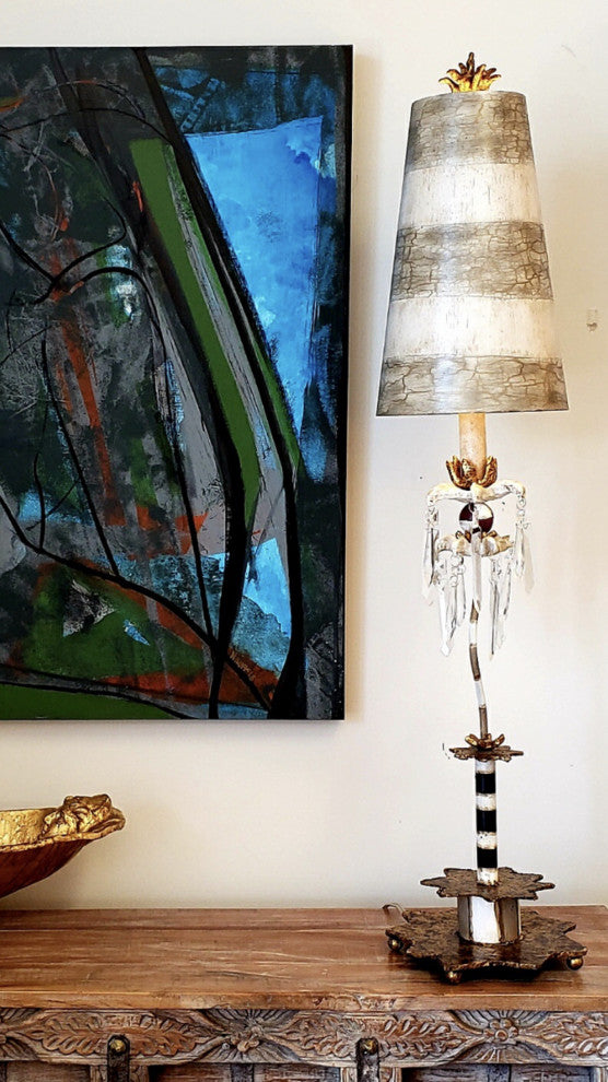 Birdland 1 Light Table Lamp in Black And Putty With Gold Leaf
