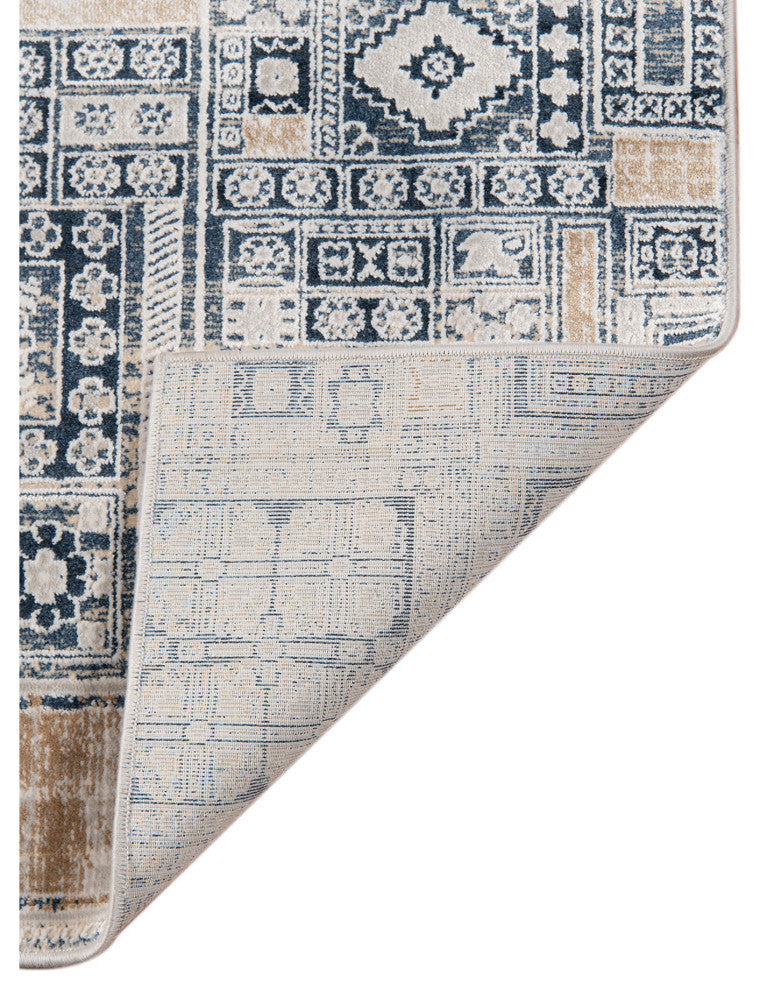 Haleena Inca Navy/Gold Polyester Blend Area Rug, 7'6"x9'6"