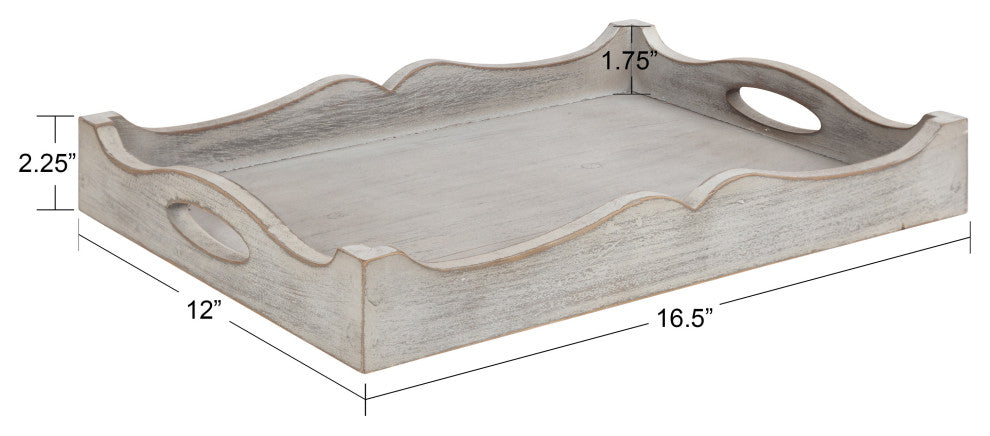 Astral Decorative Wood Tray, Gray, 12"x17"