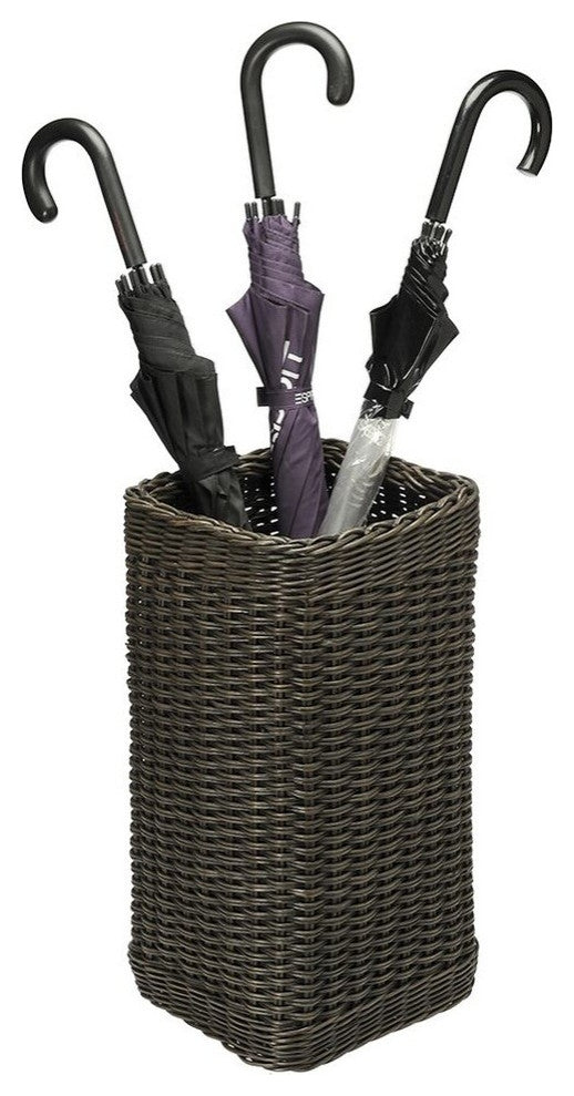Wicker Umbrella Stand With Water Catch