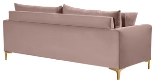Naomi Velvet Upholstered Sofa, Pink