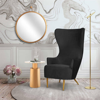 Julia Black Velvet Wingback Chair, Black