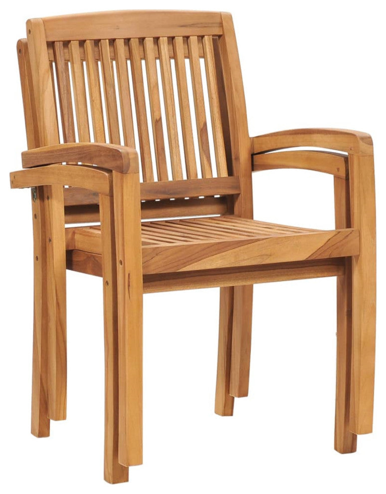 Vidaxl Stacking Garden Dining Chairs 2-Piece Set Solid Teak Wood