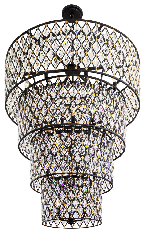 Windsor 21 Light Chandelier in Carbon/Havana Gold