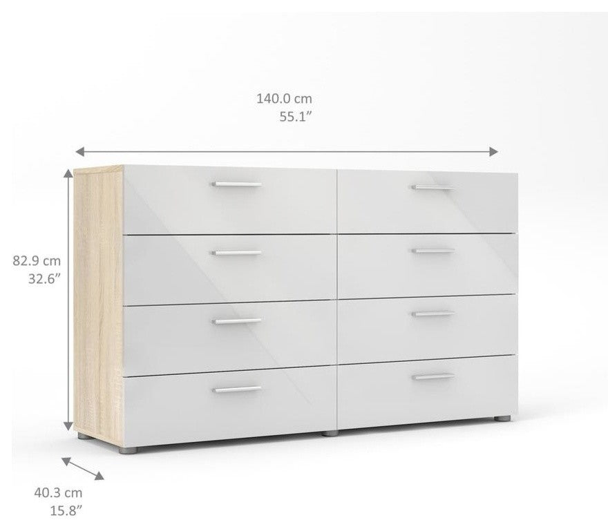 8 Drawer Double Dresser, Oak