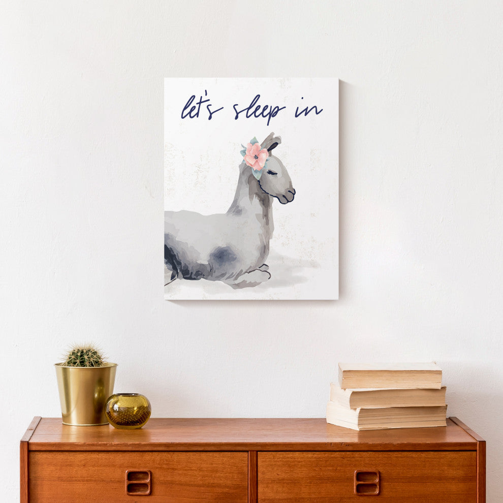 Let's Sleep In Llama 11x14 Canvas Wall Art