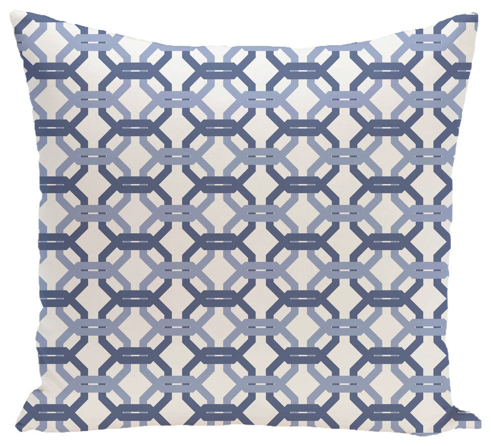 We'Re All Connected Geometric Print Pillow, Cadet, 20"x20"