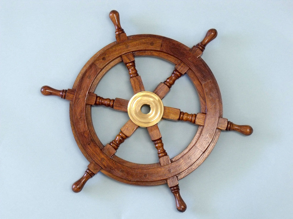 Decorative, Wooden Ship Wheel, Antique, 15"
