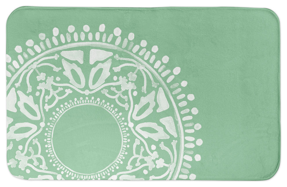 Green Boho Circle 21x34 Bath Mat