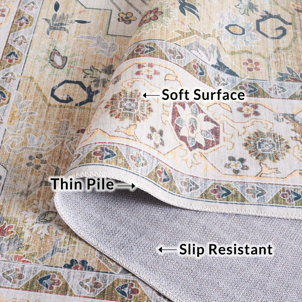 Safavieh Arizona Machine-Washable Collection ARZ126 Rug, Light Green/Beige, 8'x10'