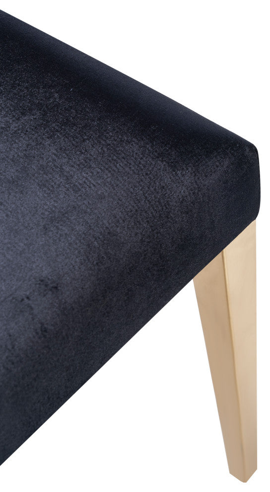 Modrest Keisha, Modern Black Velvet and Gold Dining Chair Set of 2